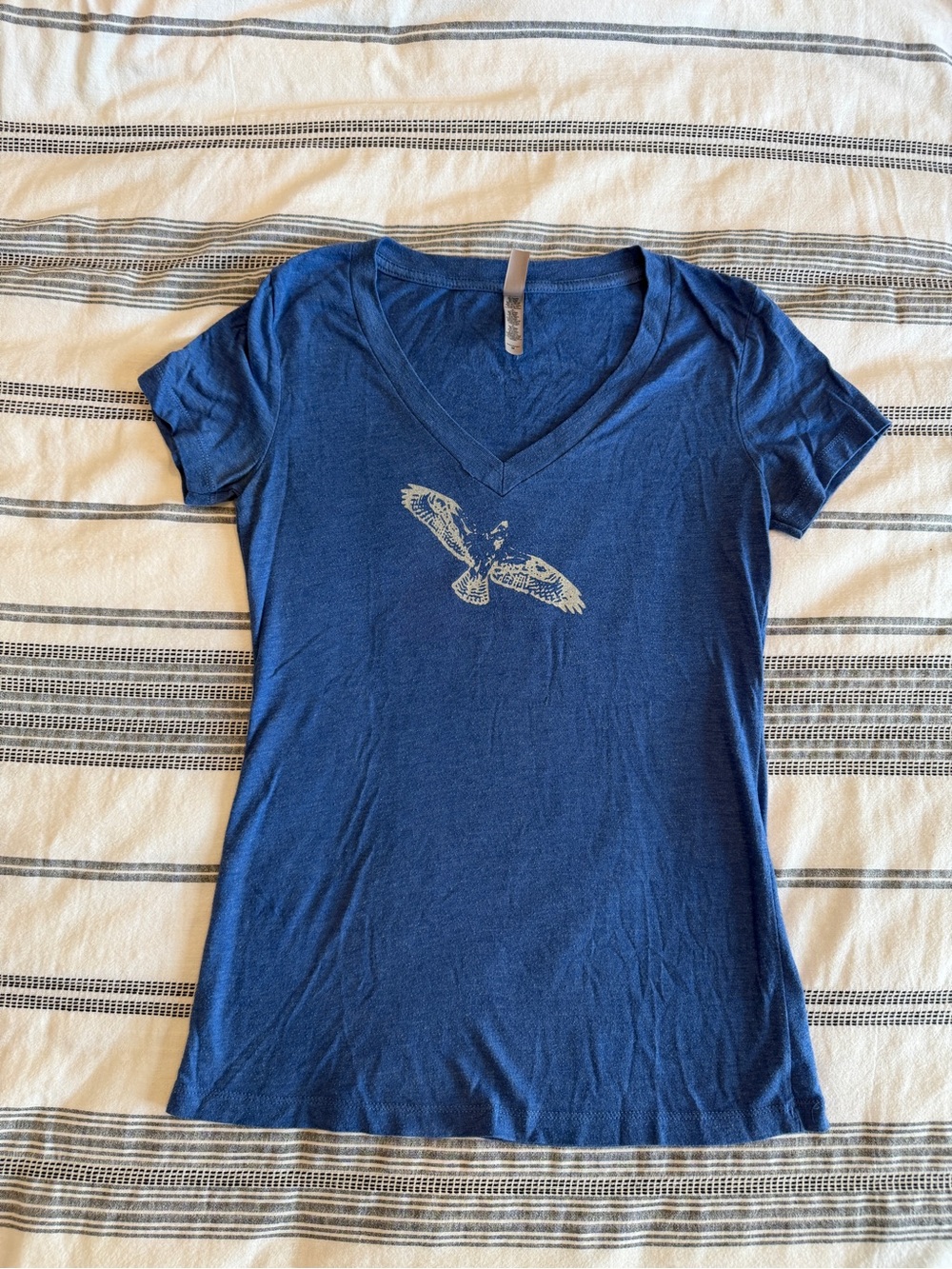 JJ Grey Mofro Blue Eagle Graphic V-Neck Tee Distressed Bird Graphic Shirt M